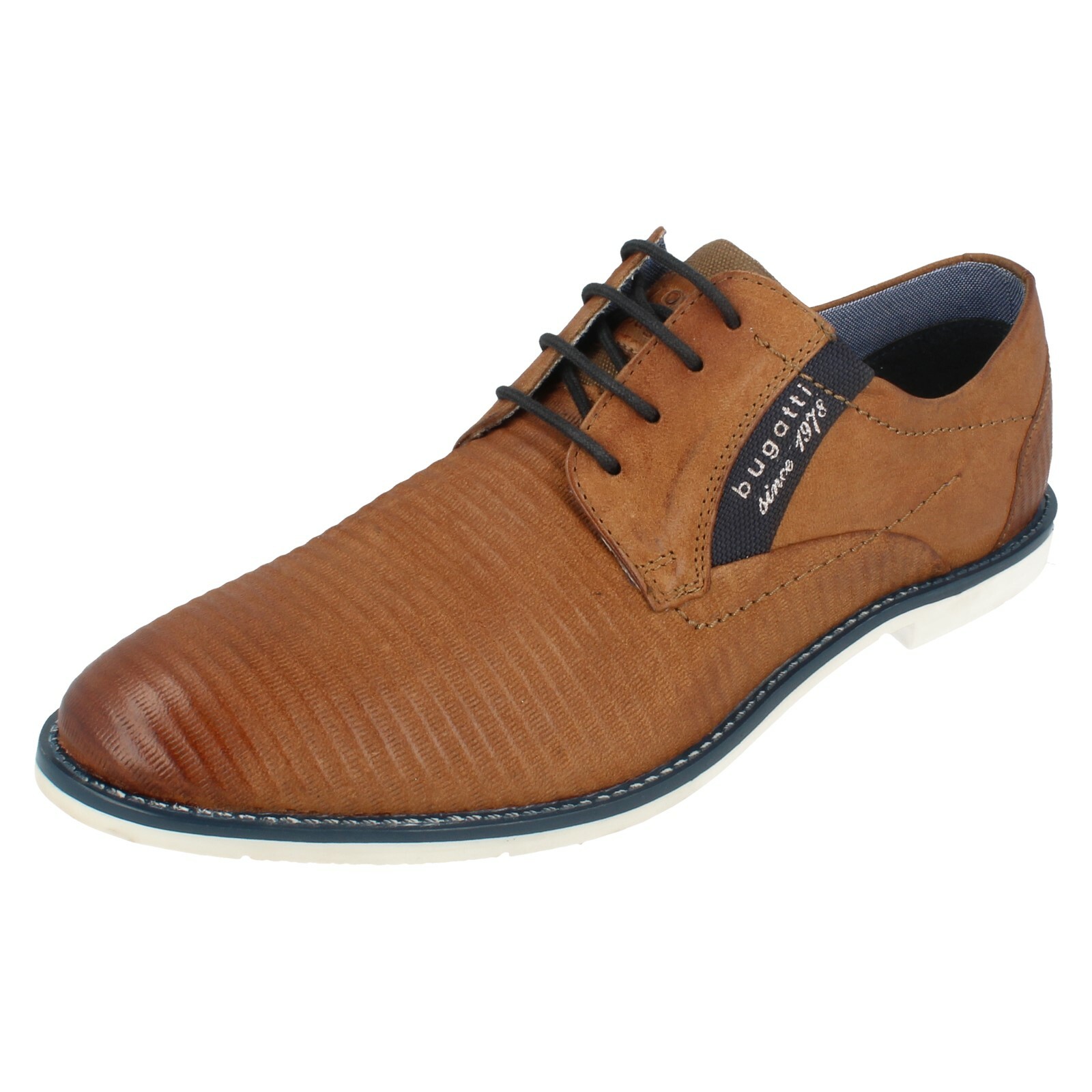 Pre-owned Bugatti Mens 313-11117-3500 Cognac Leather Lace Up Shoes By  Sale Now £115.00