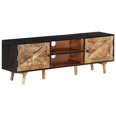 Tidyard TV Cabinet with Storage Shelf Rough  Wood and Solid Acacia Wood L8N2