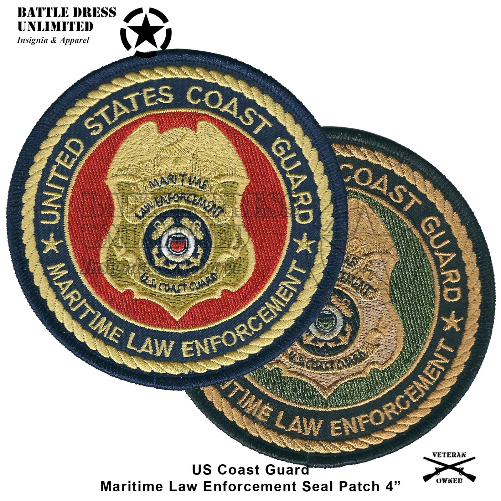 US Coast Guard Maritime Law Enforcement Patch (MP Badge Military 