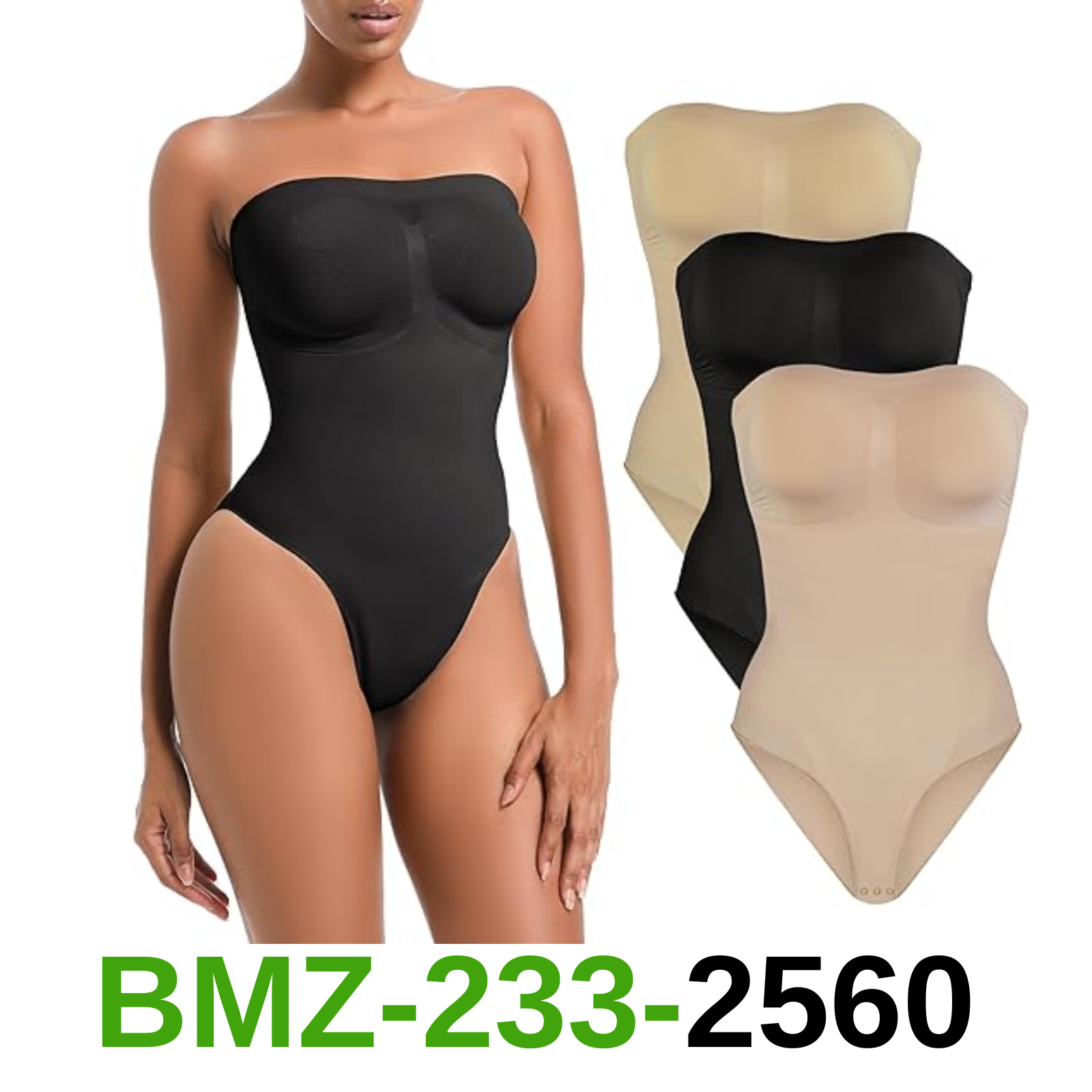 Atbuty 3 Pcs Strapless Shapewear Bodysuit for Women Sculpt Seamless Thong, XL