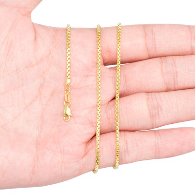 NURAGOLD 10K YELLOW GOLD MENS 2MM VENETIAN ROUNDED BOX LINK CHAIN PENDANT NECKLACE 30"