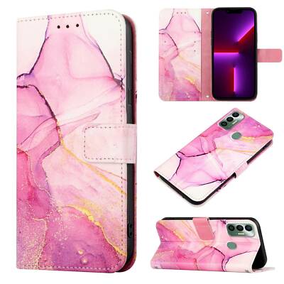 Case For Tecno Spark 7 Leather Phone Protector Marble Cover Flip Wallet