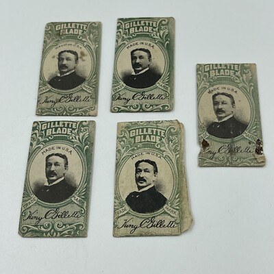 King Gillette Double Edge Safety Razor Blade USA Made Vintage 1910s Lot of 5