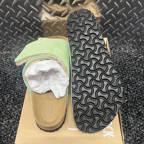 Pre-owned Stussy ? Eu 40 -  X Birkenstock Solana Suede Shearling Slide Washed Green