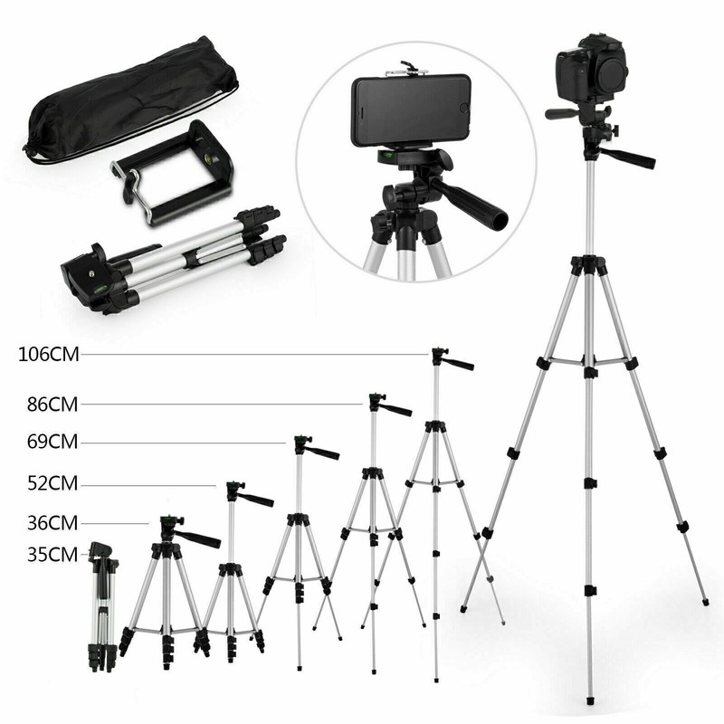 1P Professional Camera Tripod Stand + Phone Holder For Smartphone