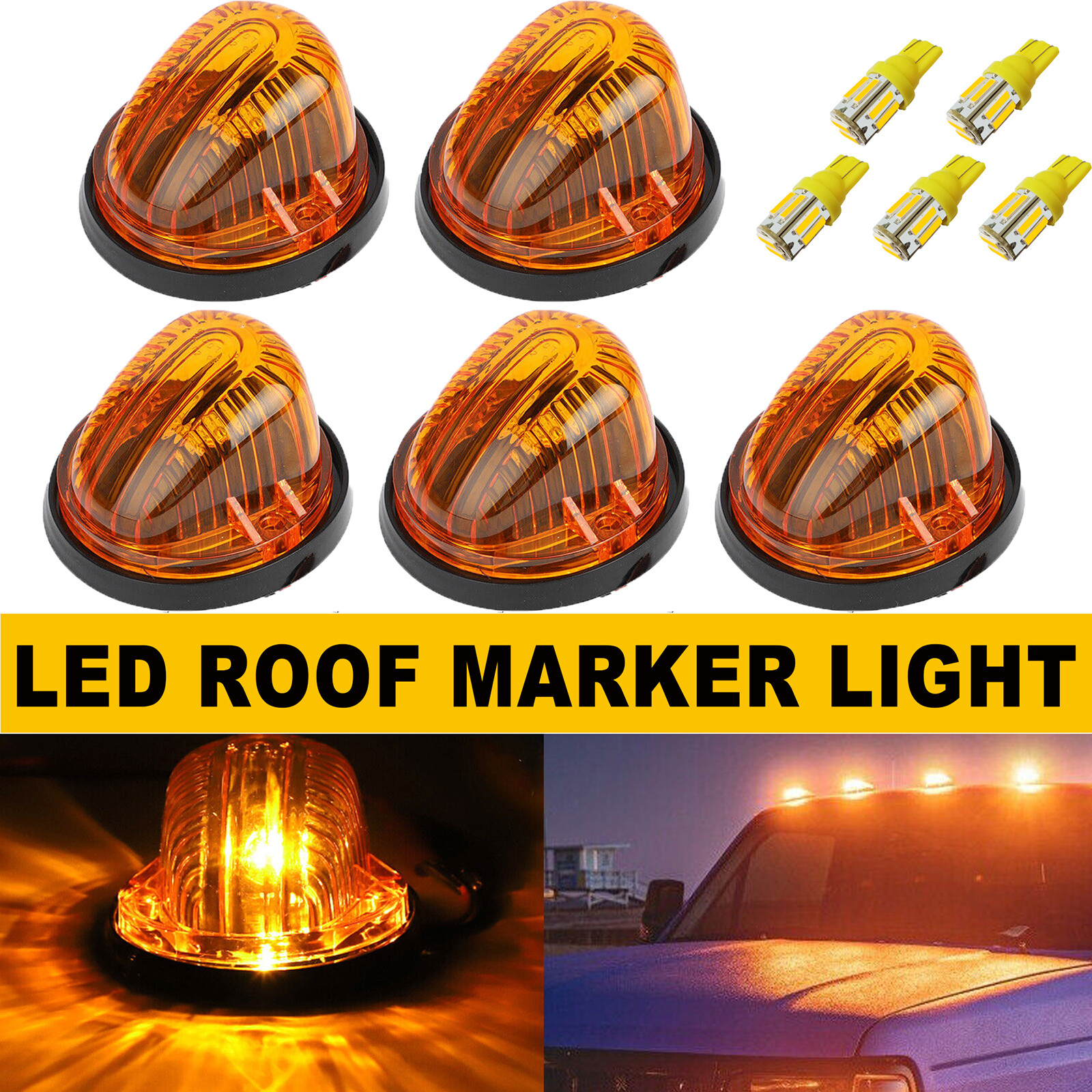 5Pcs for 73-87 Chevy GMC C/K Series Roof Top Cab Lights
