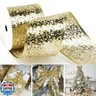 MAYREEL 2.5 Inch Gold Mesh Wired Ribbon Metallic Sequin Glitter Web for Christmas Tree Gift Wrapping Crafts Topper Bows Wreaths Holiday Decor Garland 10 Yards