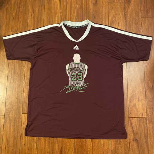 Rare Michael Jordan Air Flight 23 Jumpman Mesh V Neck Adidas Maroon Jersey 2XL