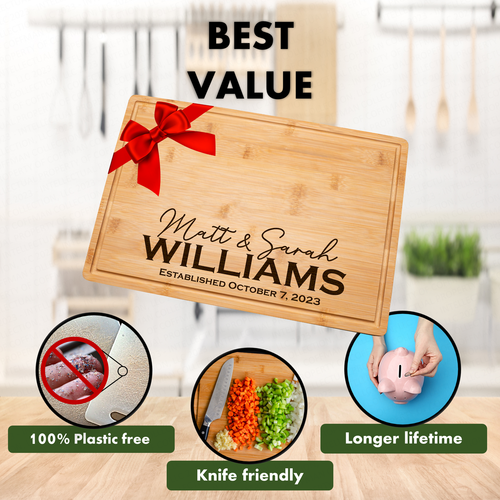 Custom Engraved Personalized Bamboo Cutting Board Wedding Cute Housewarming Gift