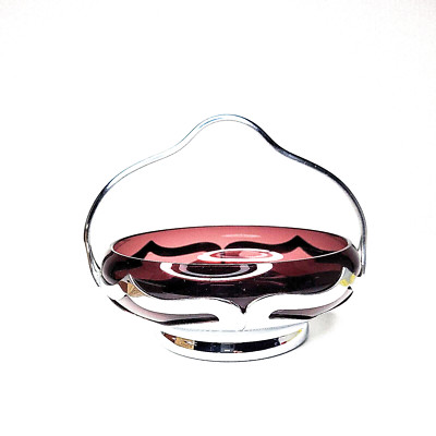 Vintage Farber Krom kraft Amber Cambridge  Amethyst Bros candy dish bowl 5''