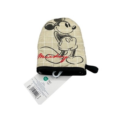 Disney Mickey Mouse Oven Mitt Beige Grid Kitchen Cooking Baking Heat Resistant