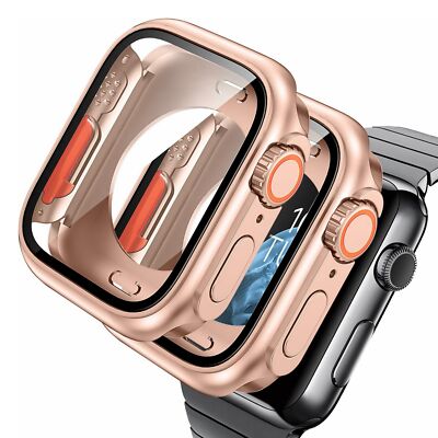 2-Pack For Apple Watch Series 9/8/7/6/5/4/SE 45/44/41/40mm Screen Protector Case
