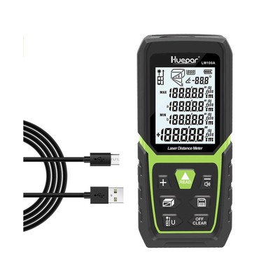 Huepar Laser Distance Measure 330Ft with Li-ion Battery & Electric Angle Sens...