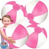 Whaline 3Pcs Inflatable Beach Ball 24 Inch Round Pool PVC Balls Cute Game Toys for Summer Hawaiian Tropical Theme Beach Party Decorations Water Sand Game Accessory (Pink and White)