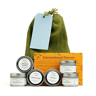 International Flavors | Organic Spice Gift Bag | 6 Authentic Global Seasonings