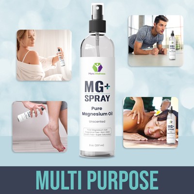 Mars Wellness MG+ Pure Magnesium Oil Spray - 8 Ounce USA Made