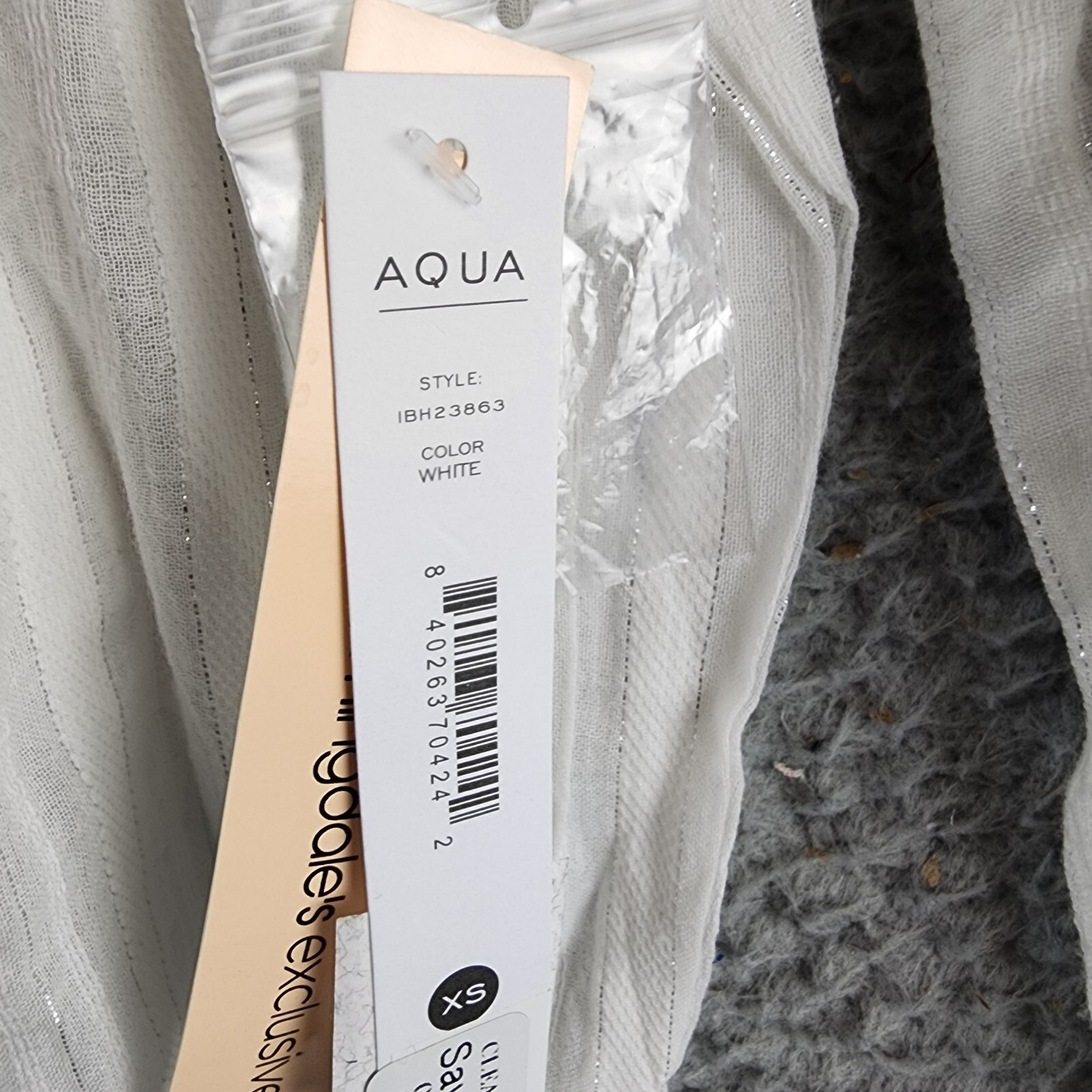 AQUA Pleated Blouse Women's XS White Ruffle Long Sleeve Button Back Closure - Picture 7 of 14