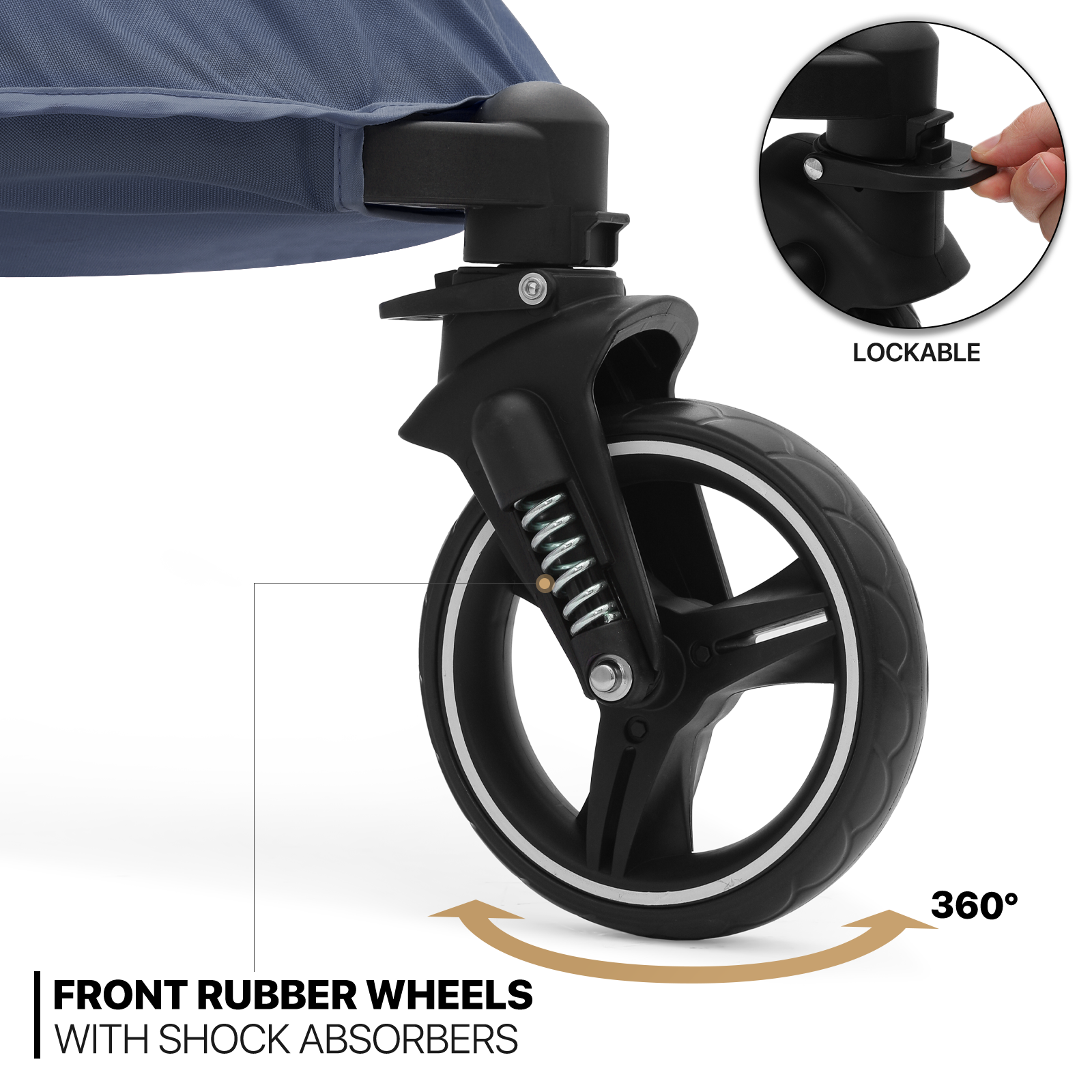 Folding 3-Wheel Dog Stroller Breathable Pet Travel Carrier w/Skylight+Wheel Lock