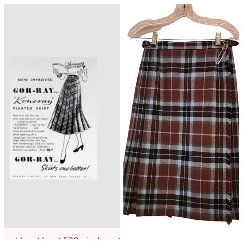 Vintage 70's GOR-RAY Multicolor Check Tartan 100% Wool Kilt
