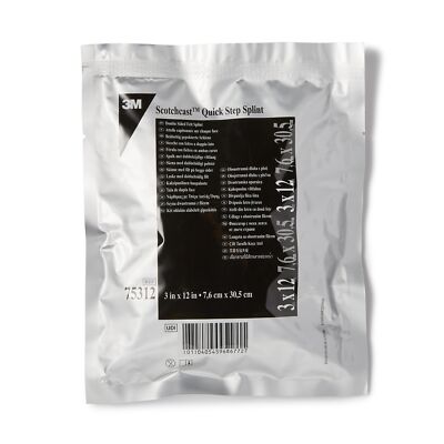 3M Scotchcast Quick Step Double Sided Felt Padded Precut Splint 3 x 12'' White 