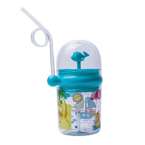 250ml Toddler Bottle with Lanyard Cute Design Cartoon Straw 