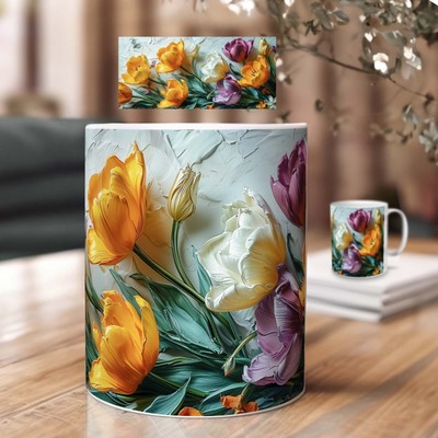Tulips 3D sublimation Mug,Coffee Mug Gift for Dad, Mom,Daughter,Son,birthday pre
