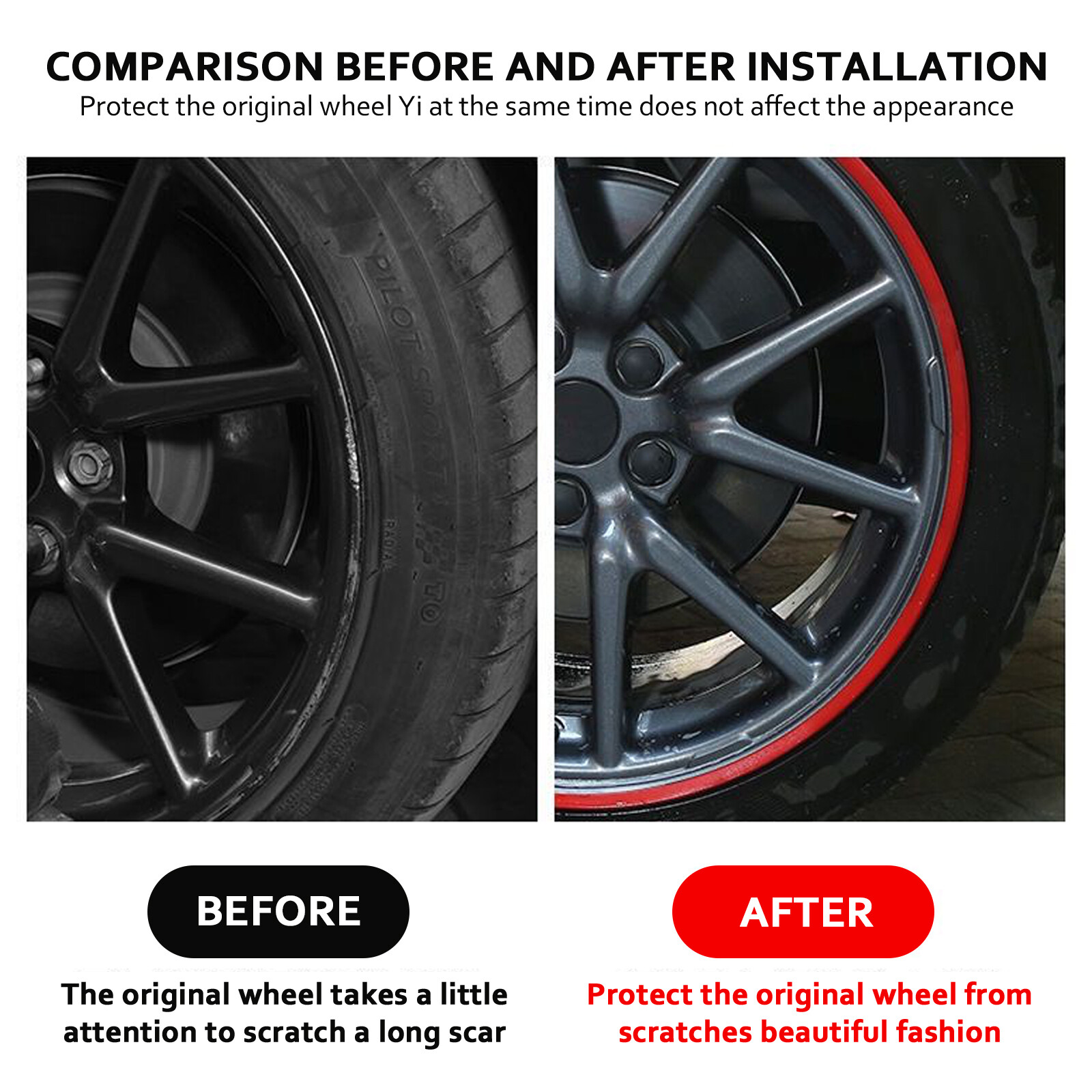 4pcs 16-20 Inch Car Wheel Hub Rim Trim Tire Ring Guard Strip Protector Decor