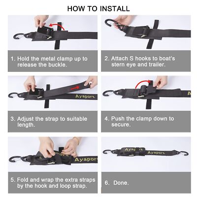 2 Pack Heavy Duty Boat Tie Down Straps to Trailer Boat Transom Strap 4 Ft x 2 in