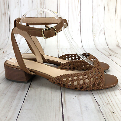 J Crew Alice Braided Sandals Ankle Strap Open Toe Brown Leather Womens Size 8.5