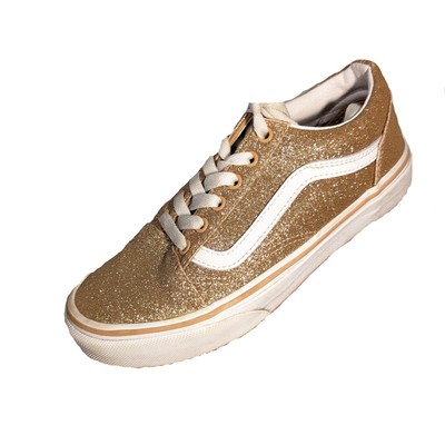 Vans Old Skool Glitter Sneaker - Amberlight Gold Juniors Youth Size 4