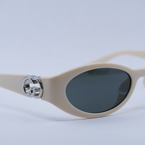 Pre-owned Gucci Gg1662sa 004 Ivory/grey 56-18-140 Sunglasses Authentic In Gray