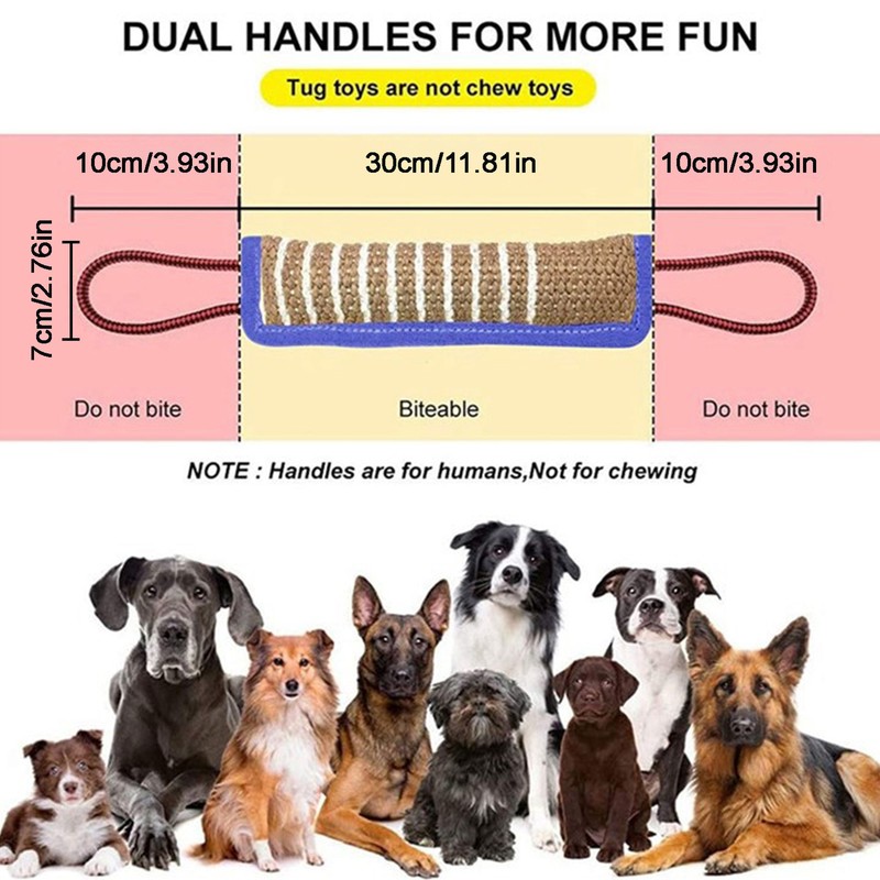 1x Large Strong Jute Pull Rope Toy With Chew Bone Pull Teether Toy Durable