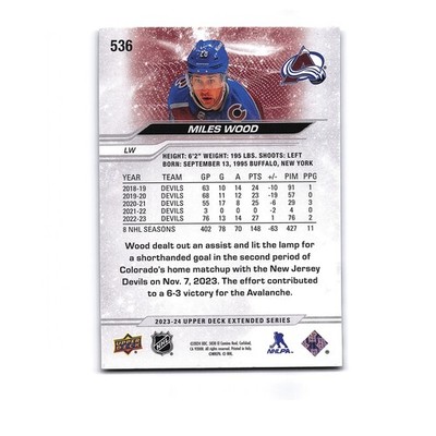 2023 Upper Deck Extended #536 Miles Wood Silver Outburst