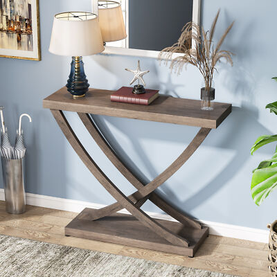 Tribesigns Wood Accent Console Table, Industrial Rustic Entryway Hallway Table