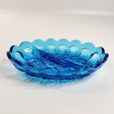 Indiana Glass Stunning Blue Divided Candy Dish