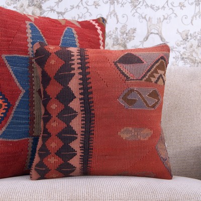 rug pillow Persian old pillow cover hand made pillow case 16x16 square vintage decorative kilim rug