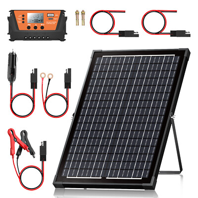 Trickle 30W Solar Panel 12V Charger Battery Charger Kit Maintainer Boat Car RV