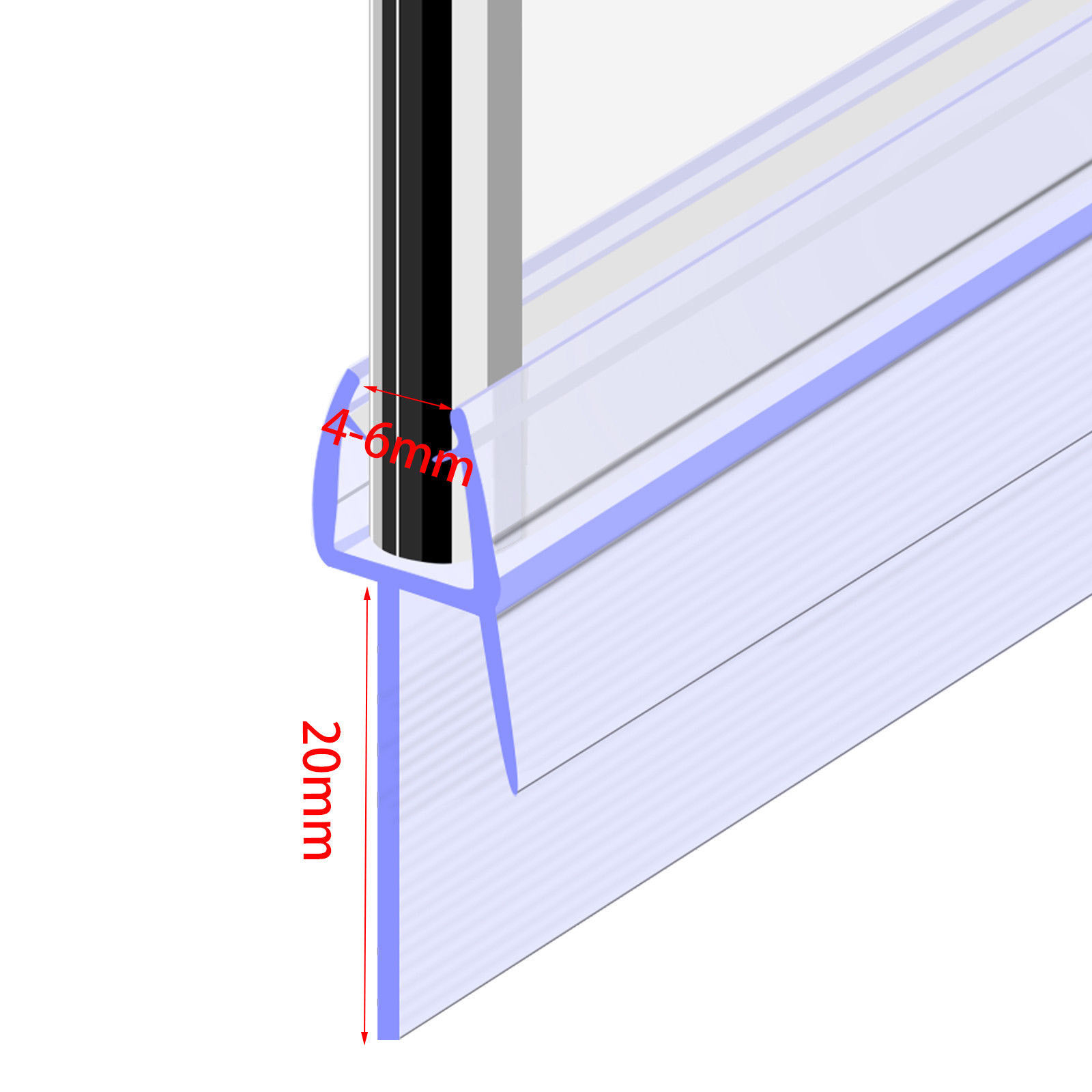Bath Shower Screen Rubber Plastic Seal 4 6mm Glass Door Flat