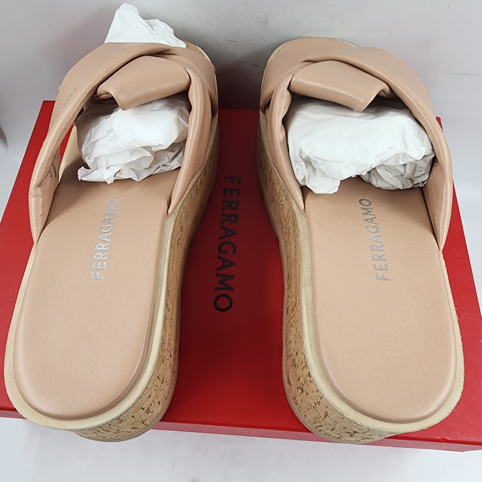 Ferragamo Engracia Platform Cork Slide Sandals Women's 11 Rosa Open Toe Slip On - Picture 5 of 17