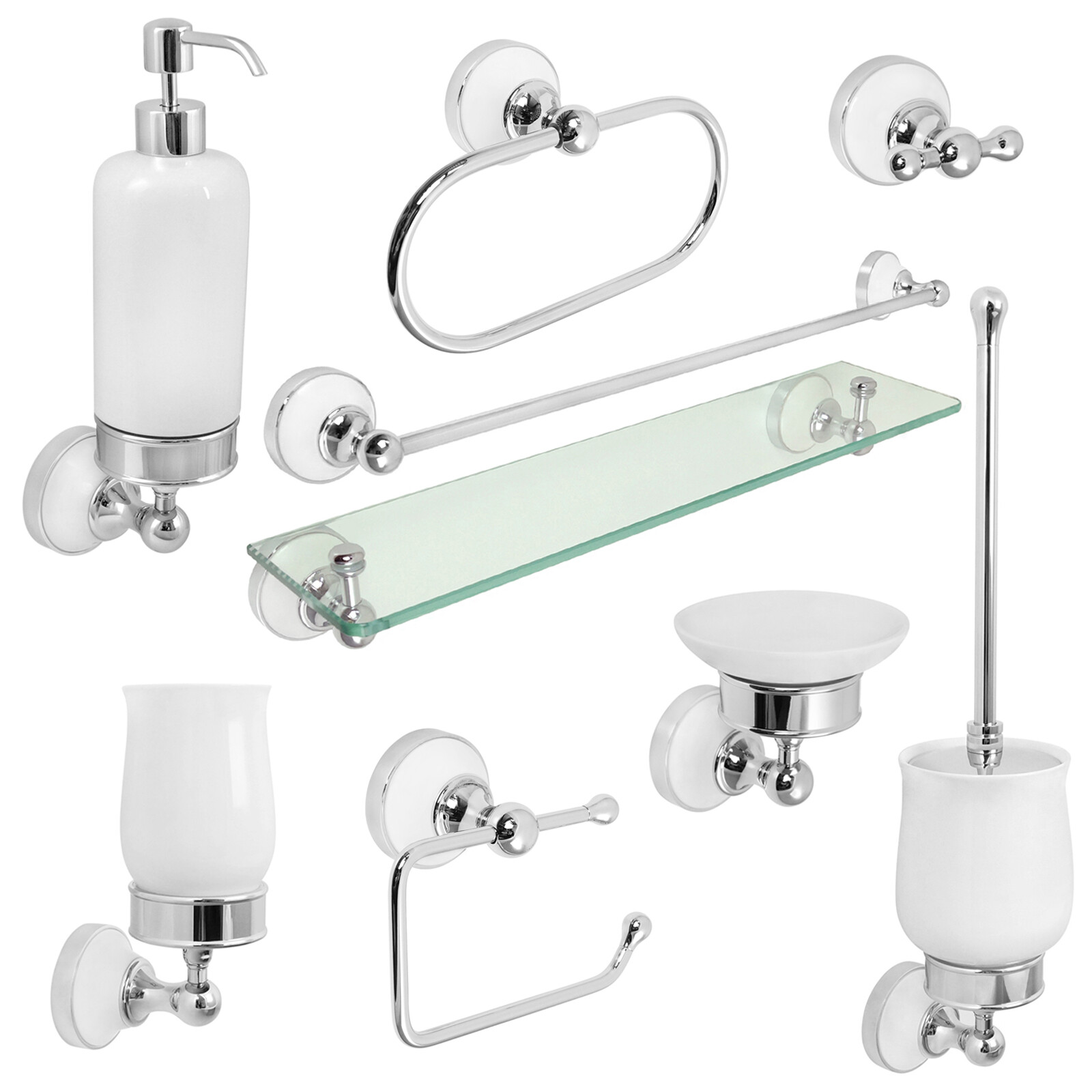 Bad-Accessoires Set Retro – Haken, WC-Bürste & Papierhalter Aus Messing