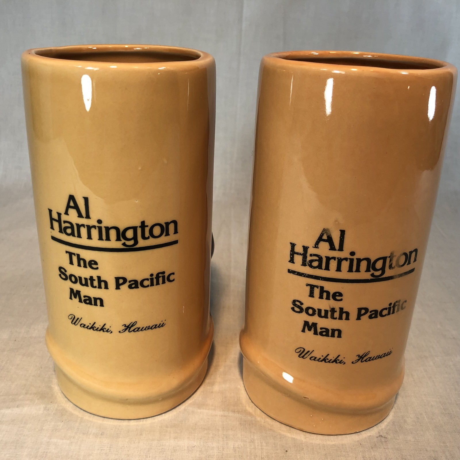 Daga Hawaii Set of 2 Tiki Mugs Al Harrington South Pacific Man Waikiki