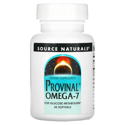 Source Naturals Provinal Omega-7 30 мягких капсул без молочных продуктов, без яиц, без глютена,