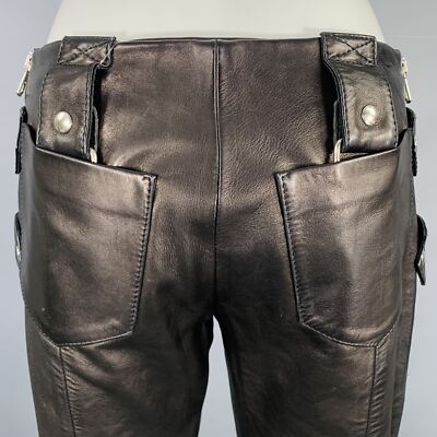 DOLCE & GABBANA SS2000 Size 6 Black Silver Leather Cropped