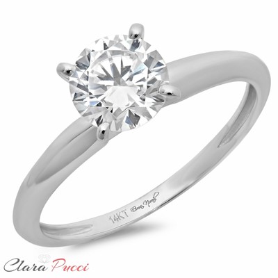 Pre-owned Pucci 1.5 Ct Round Designer Statement Bridal Classic Ring 14k White Gold Moissanite In White/colorless
