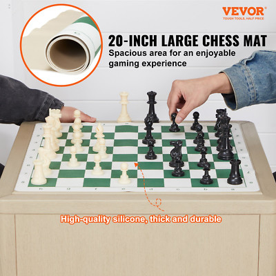 Tournament Chess Set, 20 Inch Roll-Up Beginner Chess Board, Foldable Silicone Ch