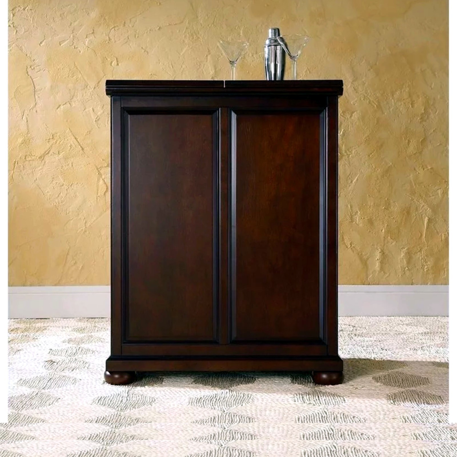 Bar Cabinet Storage Rack Wine Glasses Liquor Bottles Beer Cupboard Living Room