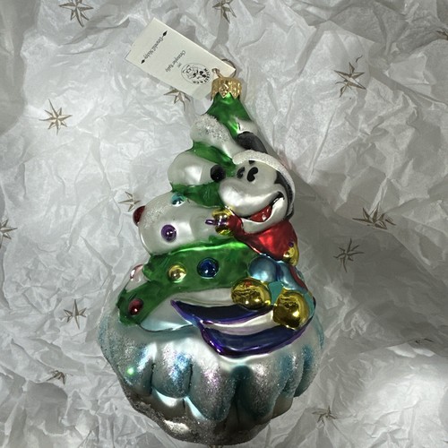 Christopher Radko Disney Downhill Mickey Mouse Glass Christmas