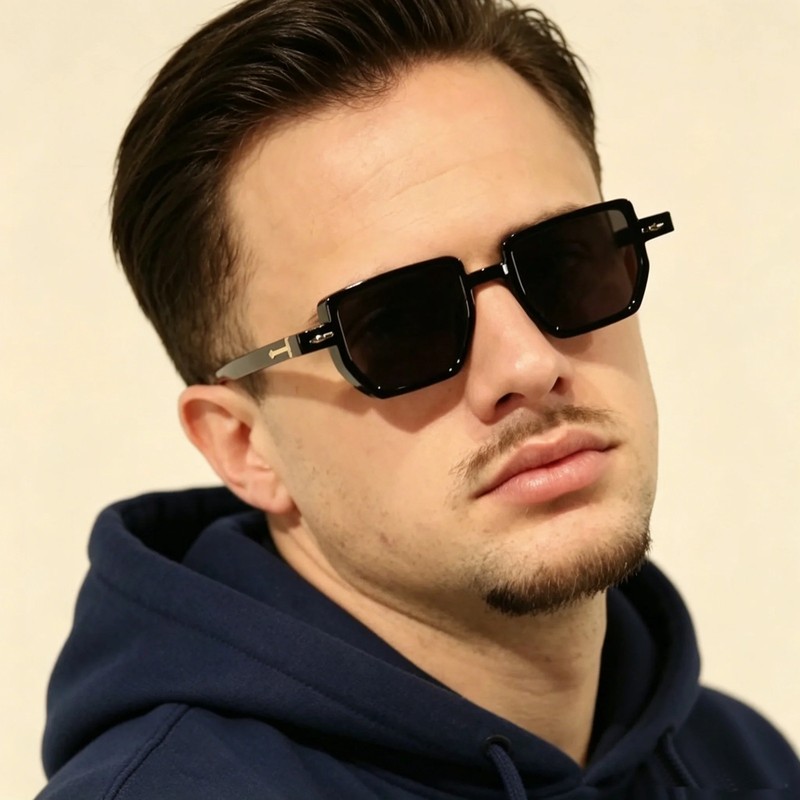 Irregular Square Sunglasses Women Men Retro Rivet Small Frame Shades