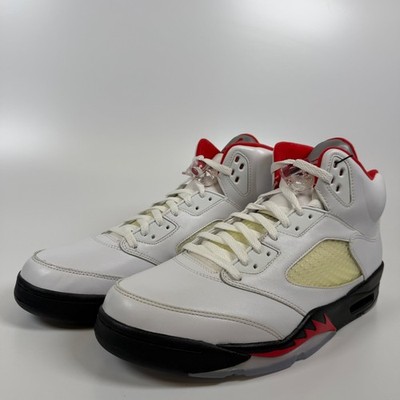 Jordan 5 Retro Fire Red Silver Tongue 2020 Mens Size 13 DA1911-102 White Red