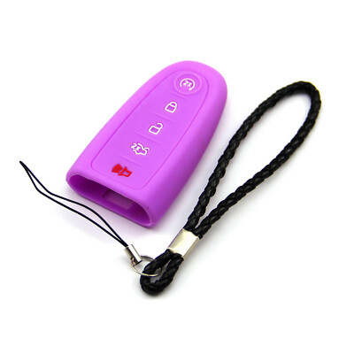 Purple Silicone Case Cover For Ford Lincoln MKS Remote Smart Key 5 Button NFOR5P